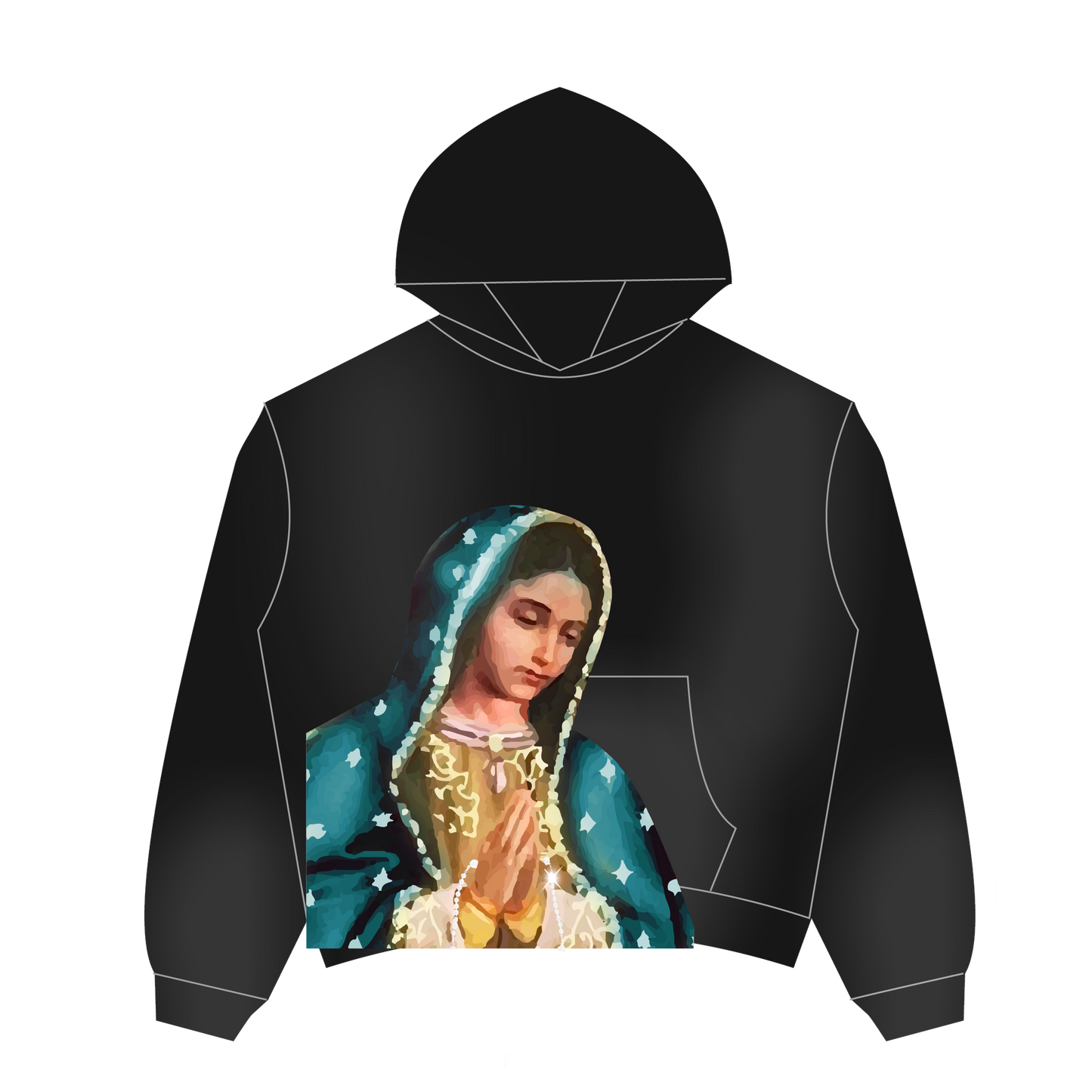 VIRGEN DE GUADALUPE HOODIE  (BLACK)