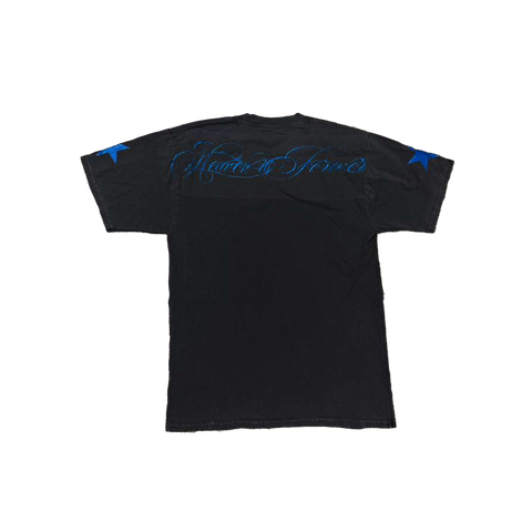 Virgen de Guadalupe Heaven is Forever Glitter Blue/Silver Tee